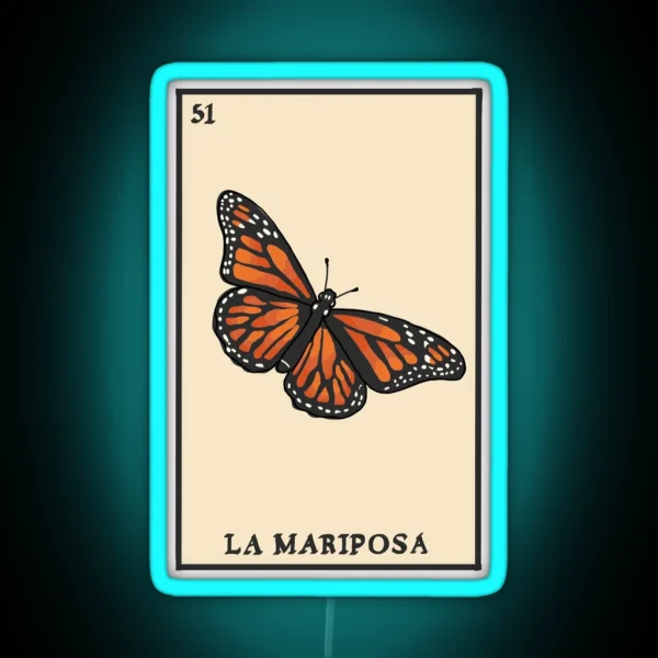 Loteria Butterfly Mariposa Card RGB Neon Sign