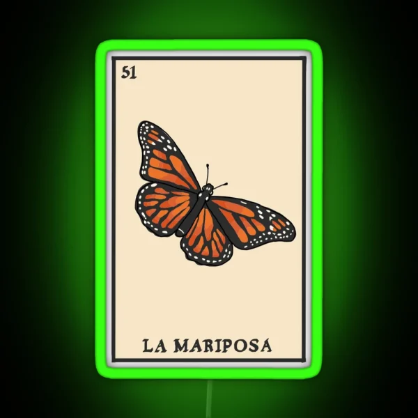 Loteria Butterfly Mariposa Card RGB Neon Sign