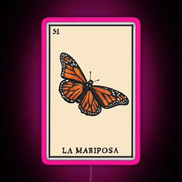 Loteria Butterfly Mariposa Card RGB Neon Sign