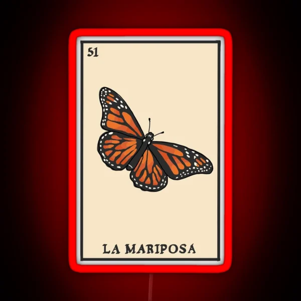 Loteria Butterfly Mariposa Card RGB Neon Sign