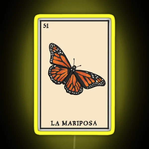 Loteria Butterfly Mariposa Card RGB Neon Sign