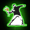 love is in the air Banksy flower thrower graffiti neon sign RGB green