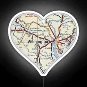 Love Wilmington NC Vintage Map RGB Neon Sign