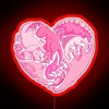 neon sign displaying loveasaurus in vibrant rgb colors - red version