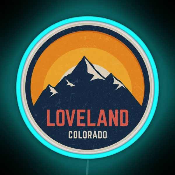 Loveland Colorado Mountain Design RGB Neon Sign