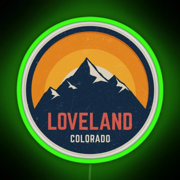 Loveland Colorado Mountain Design RGB Neon Sign