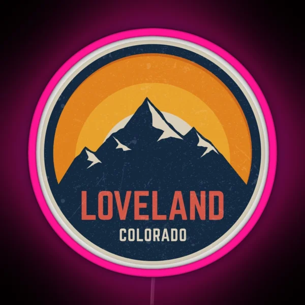 Loveland Colorado Mountain Design RGB Neon Sign