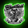 Classic Shovel Head neon sign in green. Perfect gift for shovelhead fans and classic car enthusiasts. RGB glowing green ne...