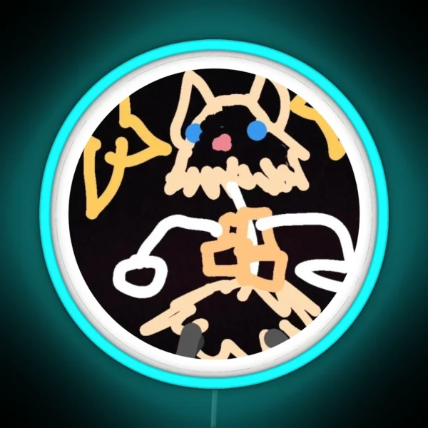 Low Quality Inosuke Doodle RGB Neon Sign