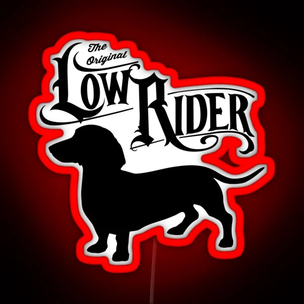 Low Rider Dachshund Dog RGB Neon Sign