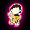 Neon sign featuring LT COMMANDER DATA AND SPOT from Star Trek in pink LED RGB lighting.