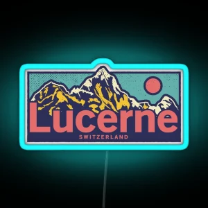 Lucerne Switzerland Classic Outdoor Mountain Graphic Apparel RGB Neon Sign