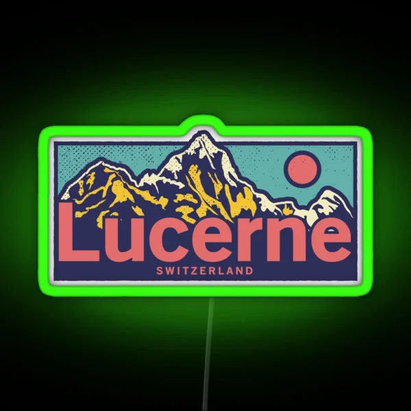 Lucerne Switzerland Classic Outdoor Mountain RGB Neon Sign