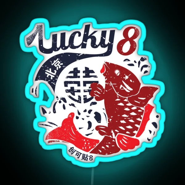 Lucky 8 Fish RGB Neon Sign