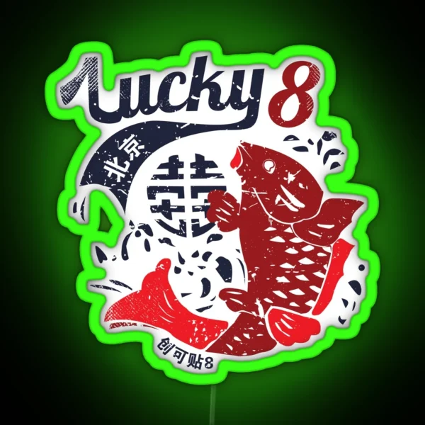 Lucky 8 Fish RGB Neon Sign