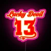 lucky devil 13 neon rgb sign with pink glow