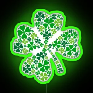 Lucky Four Leaf Clover Green Shamrock RGB Neon Sign