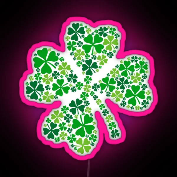 Lucky Four Leaf Clover Green Shamrock RGB Neon Sign