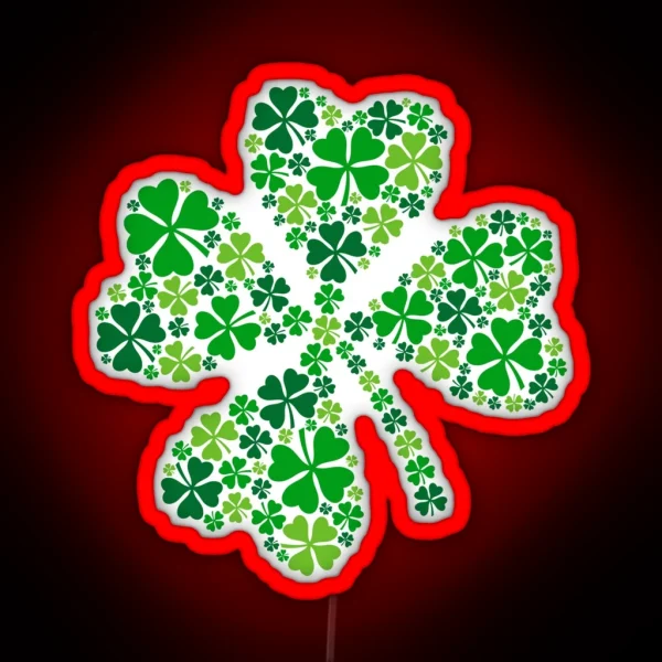 Lucky Four Leaf Clover Green Shamrock RGB Neon Sign