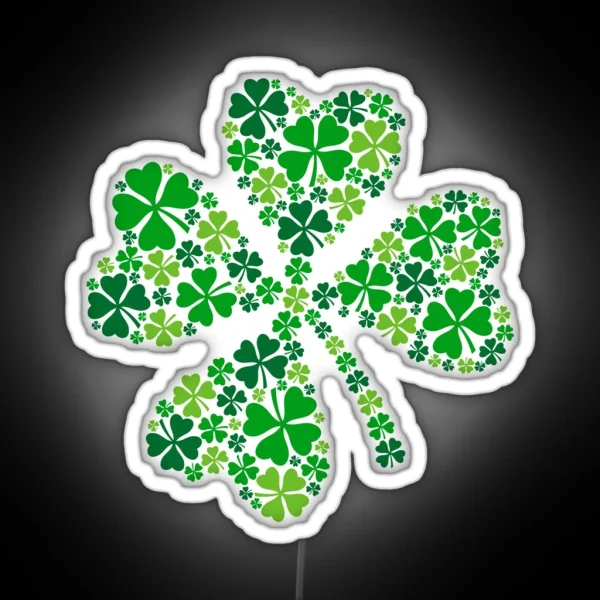 Lucky Four Leaf Clover Green Shamrock RGB Neon Sign