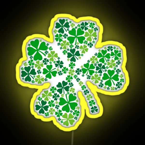 Lucky Four Leaf Clover Green Shamrock RGB Neon Sign