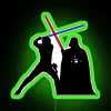 Star Wars neon sign featuring Luke Skywalker vs Darth Vader in RGB colors.