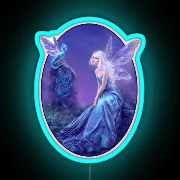 Luminescent Fairy And Dragon Art RGB Neon Sign