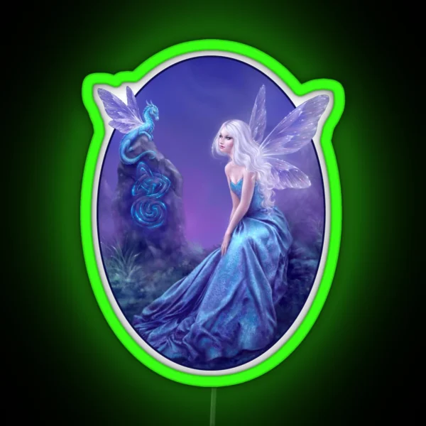 Luminescent Fairy And Dragon Art RGB Neon Sign