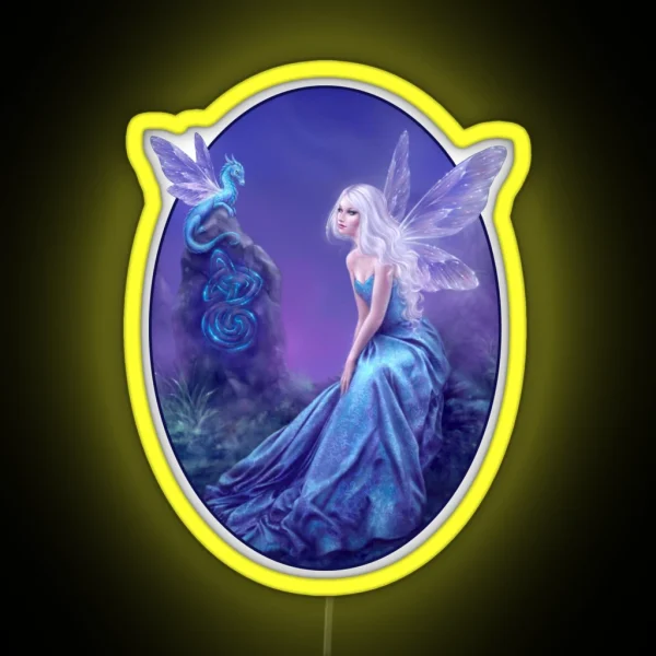 Luminescent Fairy And Dragon Art RGB Neon Sign