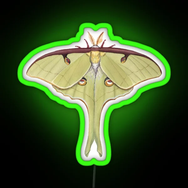 Luna Moth Actias Luna RGB Neon Sign