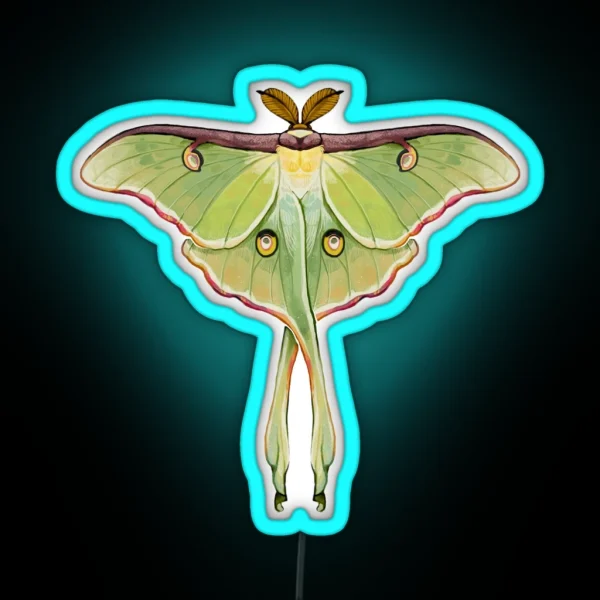 Luna Moth Actias Luna RGB Neon Sign