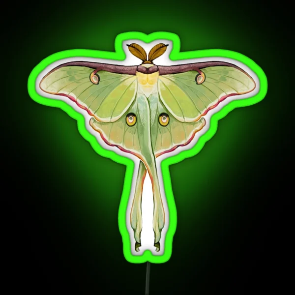 Luna Moth Actias Luna RGB Neon Sign