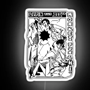 Lupin III Monkey Punch Black And White RGB Neon Sign