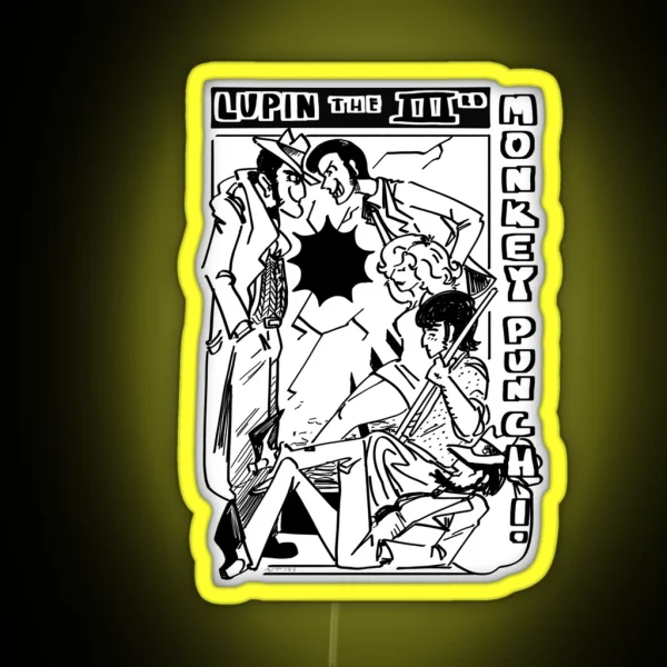 Lupin III Monkey Punch Black And White RGB Neon Sign