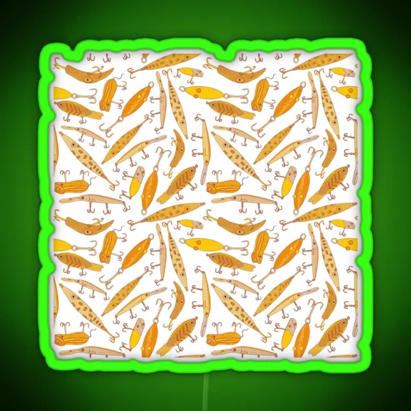 Lure Pattern Gold And Maroon RGB Neon Sign