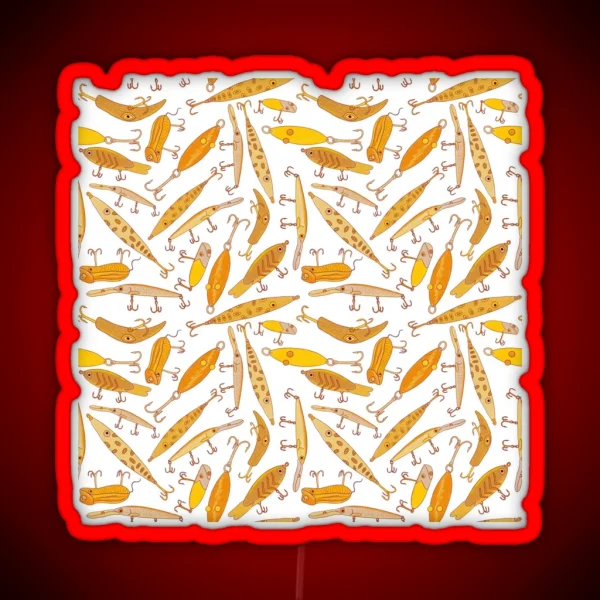 Lure Pattern Gold And Maroon RGB Neon Sign