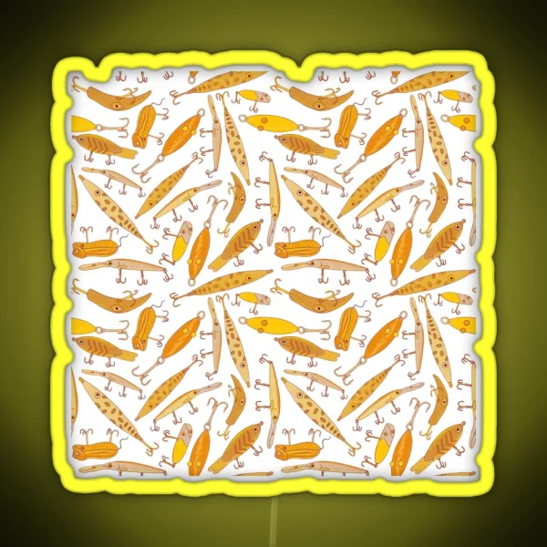 Lure Pattern Gold And Maroon RGB Neon Sign