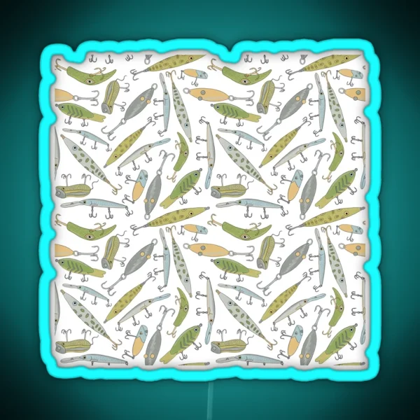 Lure Pattern Retro Palette And Harbor Blue RGB Neon Sign