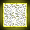 RGB Neon Sign Featuring a Retro Harbor Blue Palette and Yellow Lure Pattern Design.