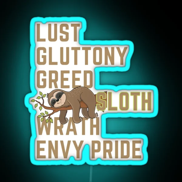 Lust Gluttony Greed SLOTH Wrath Pride Envy 7 Deadly Sins RGB Neon Sign