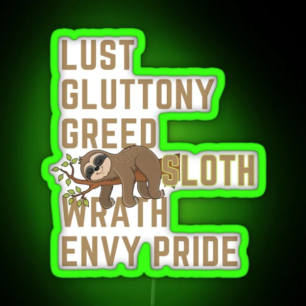 Lust Gluttony Greed SLOTH Wrath Pride Envy 7 Deadly Sins RGB Neon Sign