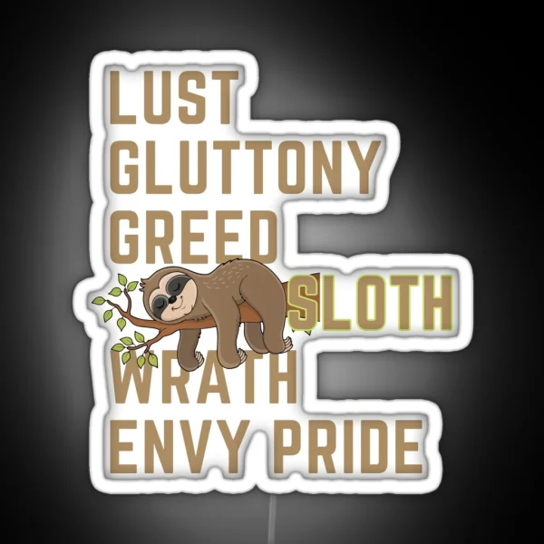 Lust Gluttony Greed SLOTH Wrath Pride Envy 7 Deadly Sins RGB Neon Sign
