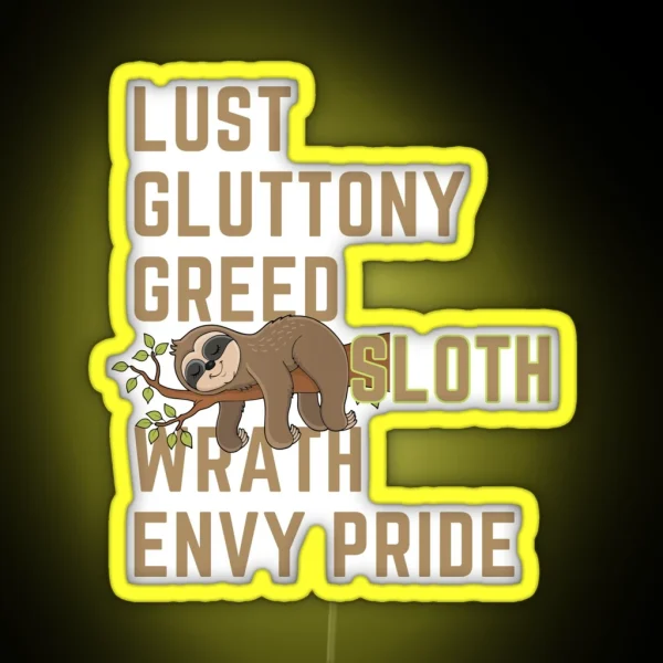 Lust Gluttony Greed SLOTH Wrath Pride Envy 7 Deadly Sins RGB Neon Sign
