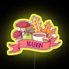 Mabon season wheel of the year neon sign with vibrant RGB colors, featuring a glowing yellow design for celebrating the ha...
