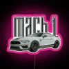 2023 ford mach-1 mustang gt - 5.0l v8 performance car - fighter jet gray & neon pink rgb sign design