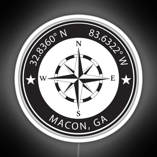 Macon Georgia Geographical Coordinates RGB Neon Sign