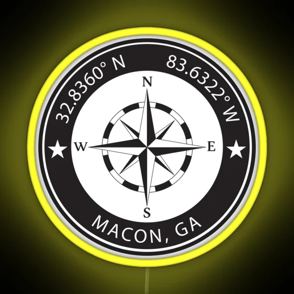 Macon Georgia Geographical Coordinates RGB Neon Sign