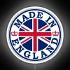 RGB neon sign reading "Made in England" in white.
