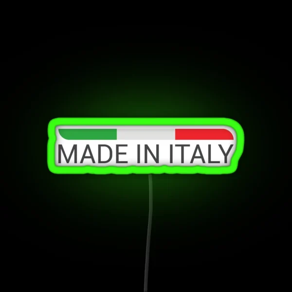 Made In Italy With Italian Flag RGB Neon Sign