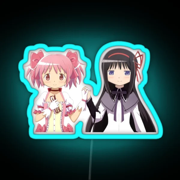 Madoka And Homura Puella Magi Madoka Magica RGB Neon Sign
